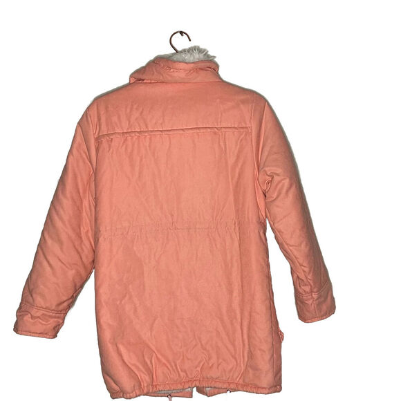 Unbranded Peach Parka Jacket Women's Size Large Long Sleeve Full Zip Snap Button - Picture 4 of 13